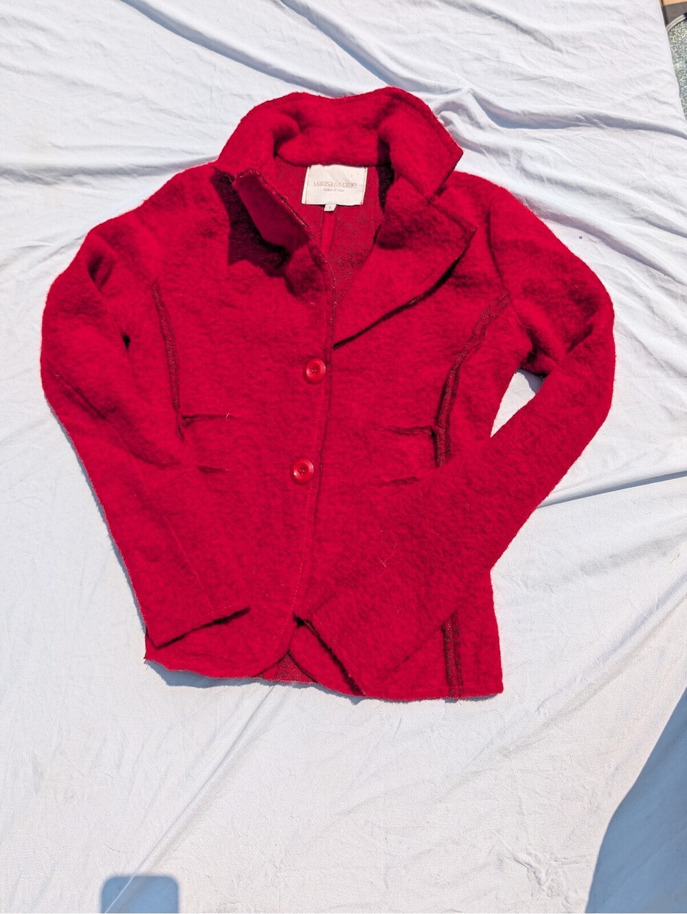 Marisa & Marie Women's Red Wool Blazer – Made in Italy Size Small